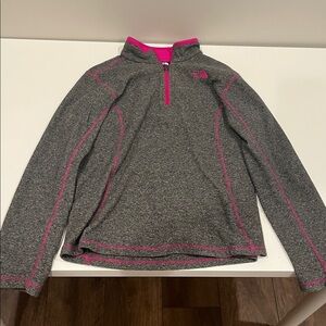 The North Face Kids Charcoal Quarter zip With Hot Pink Accents